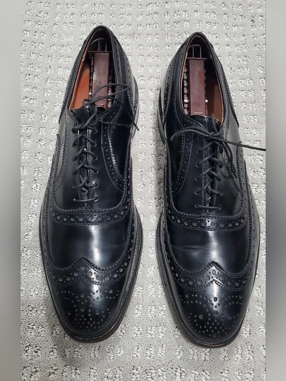 Allen Edmonds McAllister Black Leather Wingtip Oxford Shoes Men Size 8.5 D USA